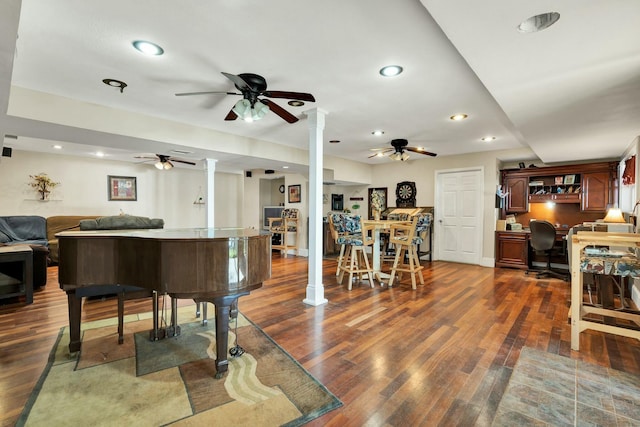 miscellaneous room with dark hardwood / wood-style floors