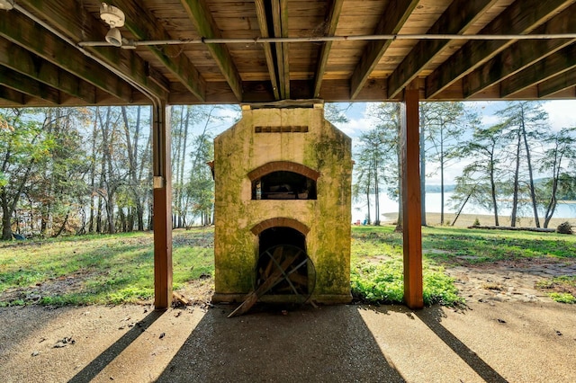 view of patio / terrace with exterior fireplace