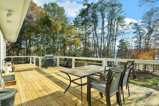 wooden deck with grilling area