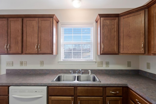 kitchen with white dishwasher and sink