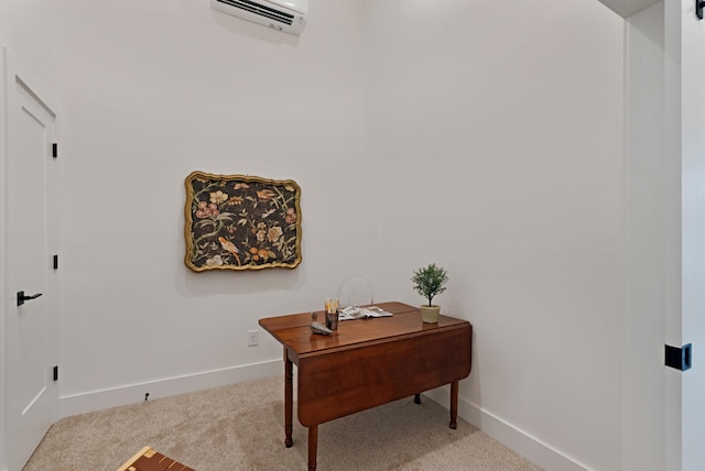 carpeted office featuring a wall mounted AC