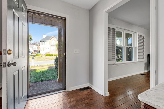 entrance foyer featuring dark hardwood / wood-style flooring and a wealth of natural light