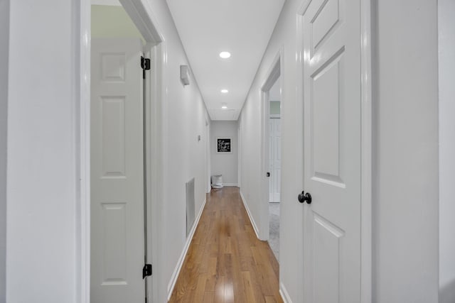 hall featuring light wood-type flooring