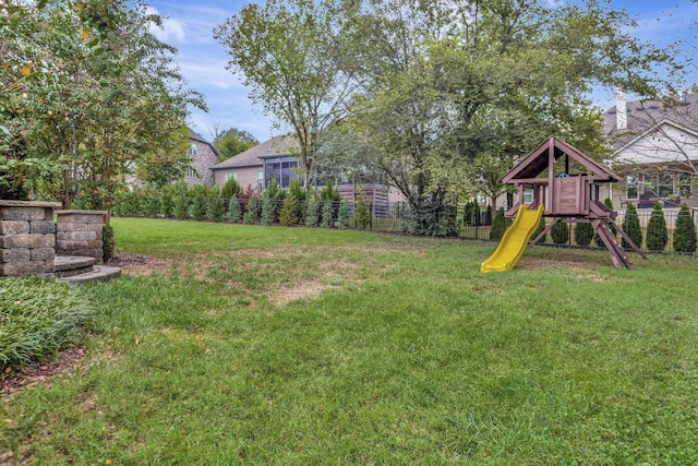 view of yard featuring a playground