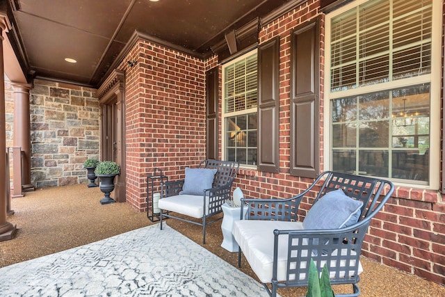 view of patio featuring covered porch