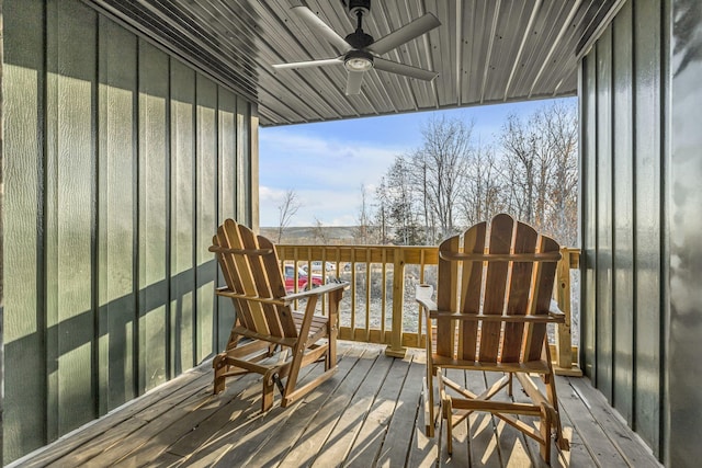 wooden terrace with ceiling fan