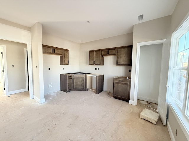 kitchen with dark brown cabinets