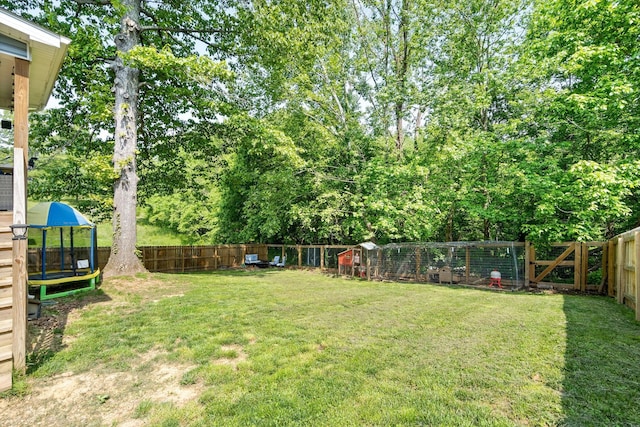 view of yard featuring a trampoline