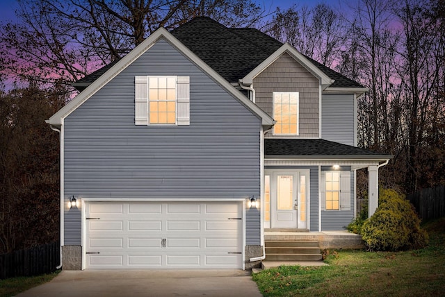 view of property featuring a garage