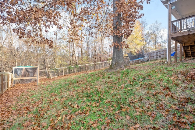 view of yard featuring a trampoline