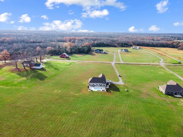 drone / aerial view featuring a rural view