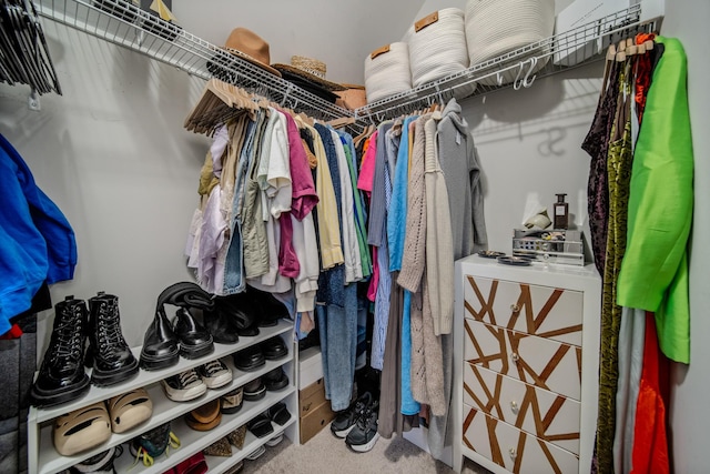 spacious closet with carpet floors