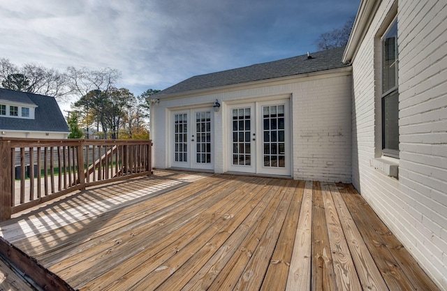 wooden terrace with french doors