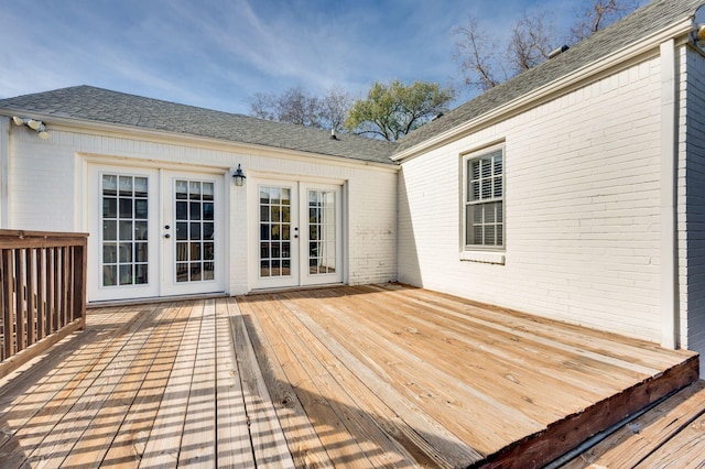 wooden deck with french doors