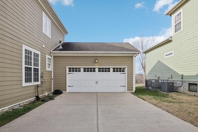 garage featuring central AC unit