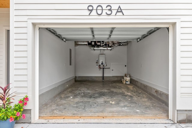 garage with tankless water heater