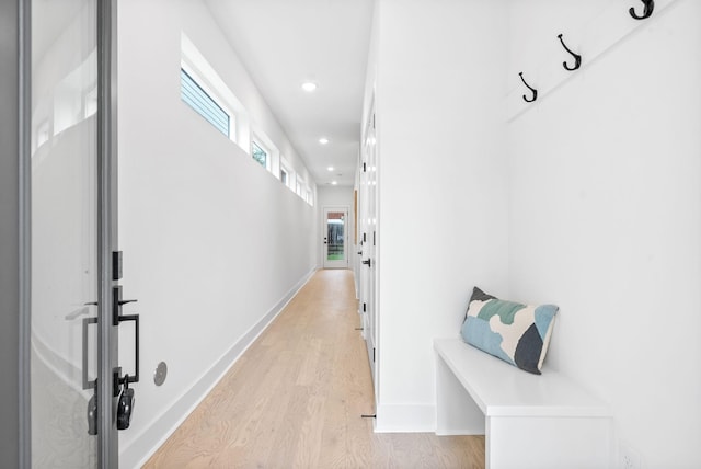 hall featuring light hardwood / wood-style flooring