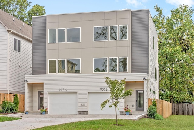 contemporary home featuring a garage