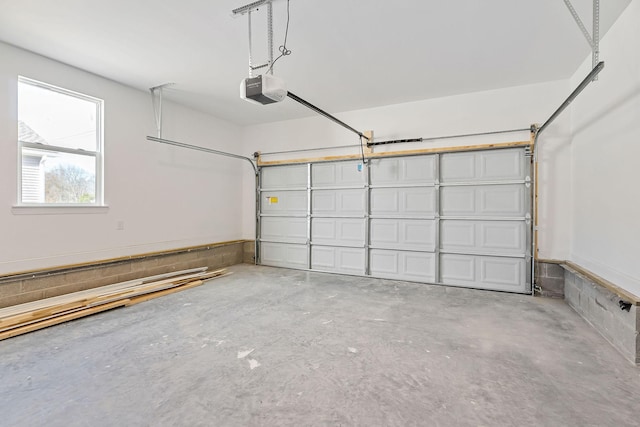 garage with a garage door opener