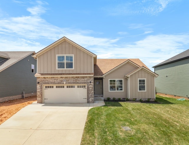 130 Anderson Pl, Clarksville, TN 37042 - craftsman house with a front lawn, board and batten siding, an attached garage, driveway, and brick siding