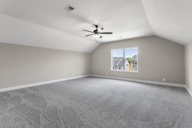 130 Anderson Pl, Clarksville, TN 37042 - additional living space with vaulted ceiling, a ceiling fan, visible vents, and carpet