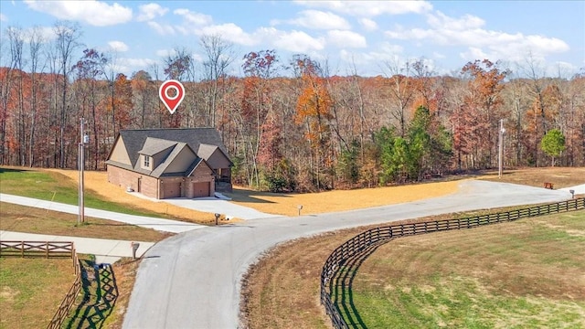 bird's eye view featuring a rural view