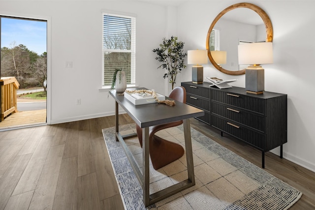 office with hardwood / wood-style floors