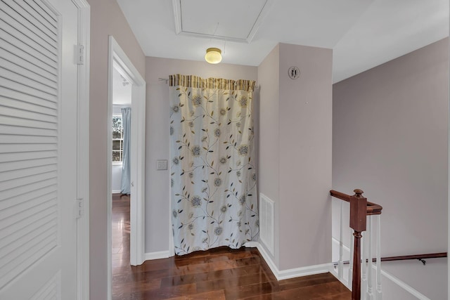 hall featuring dark hardwood / wood-style floors