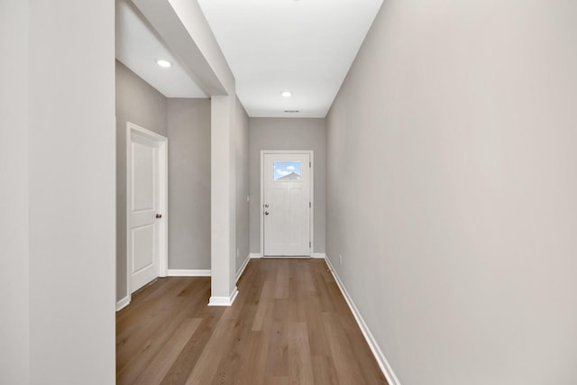 entryway with light wood-type flooring