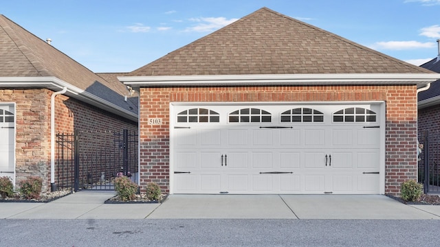 exterior space with a garage