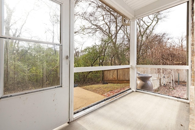 view of unfurnished sunroom