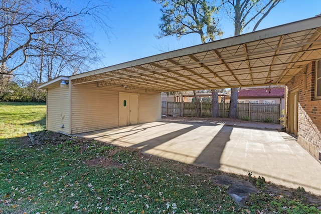 exterior space featuring a carport