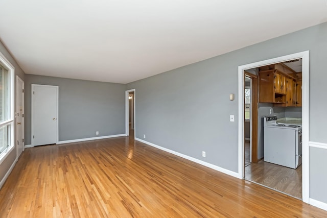 unfurnished living room with light wood-type flooring