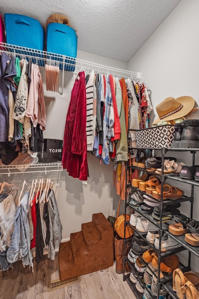 spacious closet with hardwood / wood-style floors