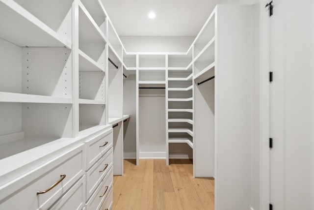 spacious closet with light wood-type flooring