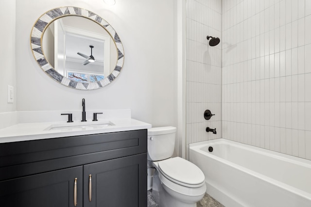 full bathroom with vanity, toilet, and shower / bathtub combination