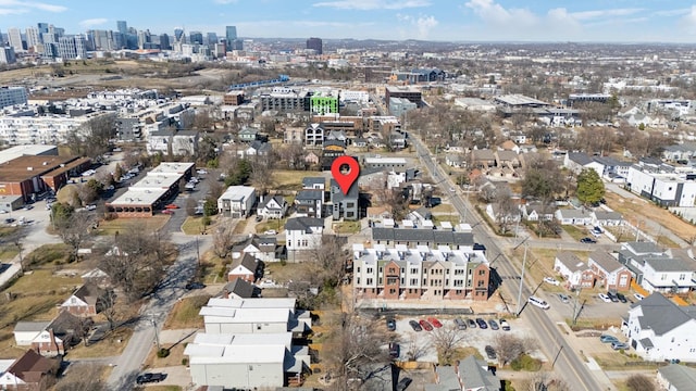 aerial view with a city view