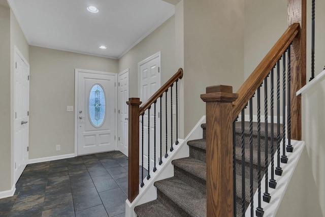 entryway with ornamental molding