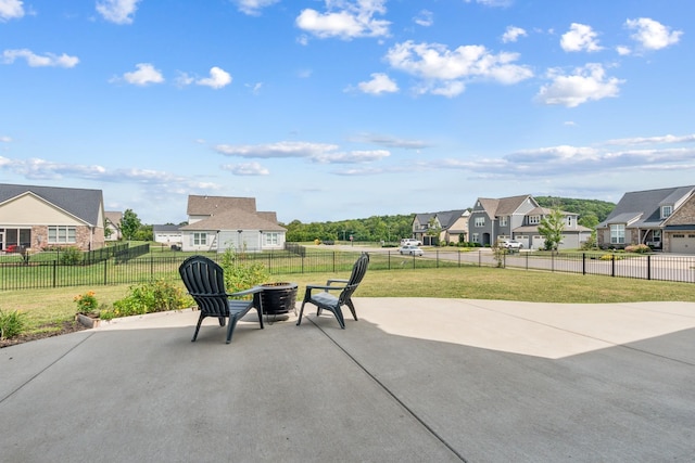 view of patio featuring an outdoor fire pit