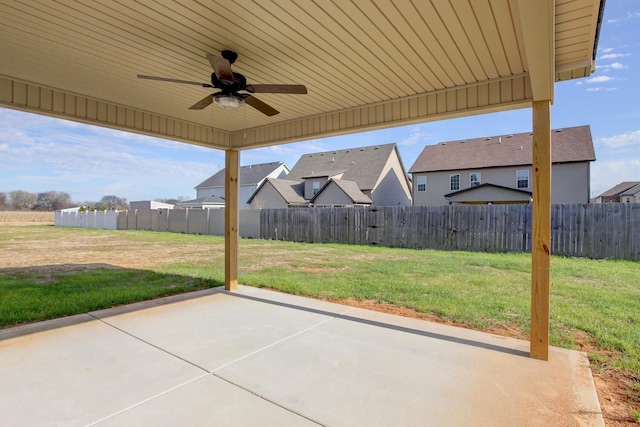 view of patio with ceiling fan