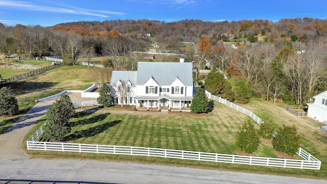 aerial view featuring a rural view