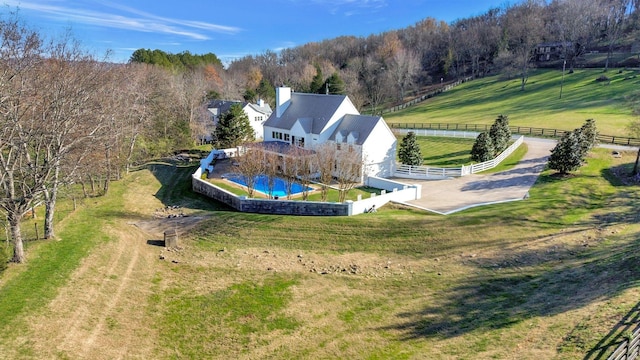 bird's eye view with a rural view