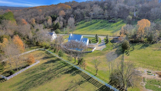 aerial view featuring a rural view