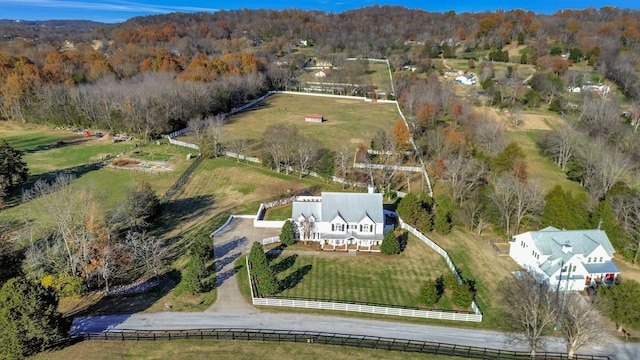 aerial view featuring a rural view