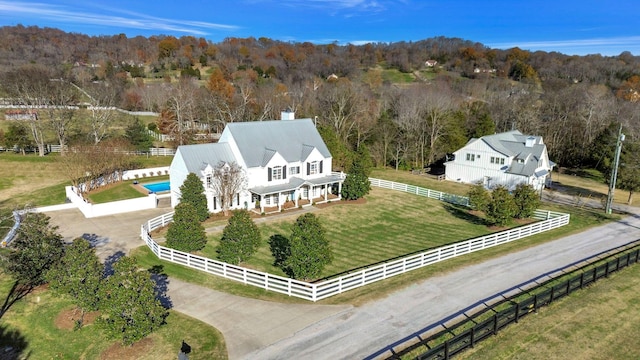 drone / aerial view with a rural view