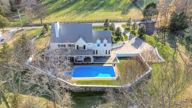 aerial view featuring a rural view