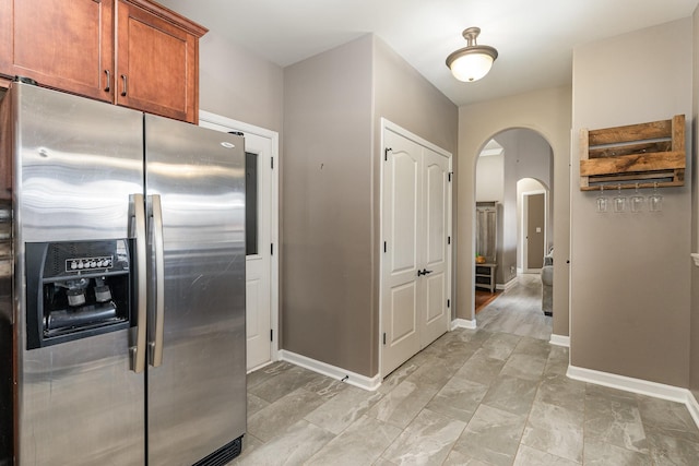 kitchen with stainless steel fridge