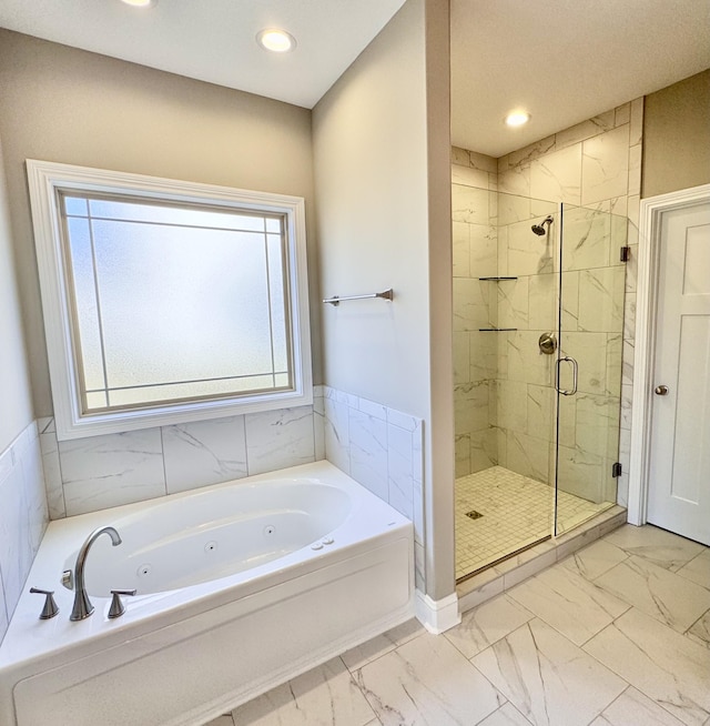 bathroom with plus walk in shower