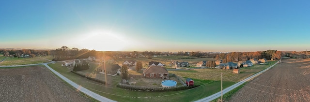 view of aerial view at dusk