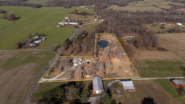 aerial view featuring a rural view